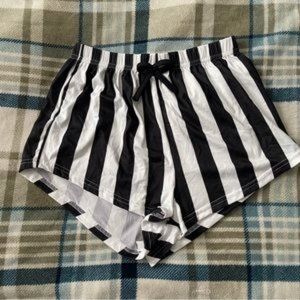 Shein Black and White Striped Pajama Shorts - MEDIUM